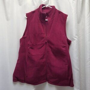 Lands' End women's size 1X burgundy fleece lined vest full zip up VGUC